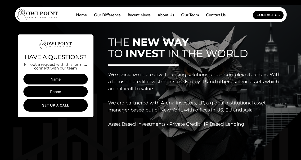 Image 18: United Of Web Portfolio projet name Owl Point Capital