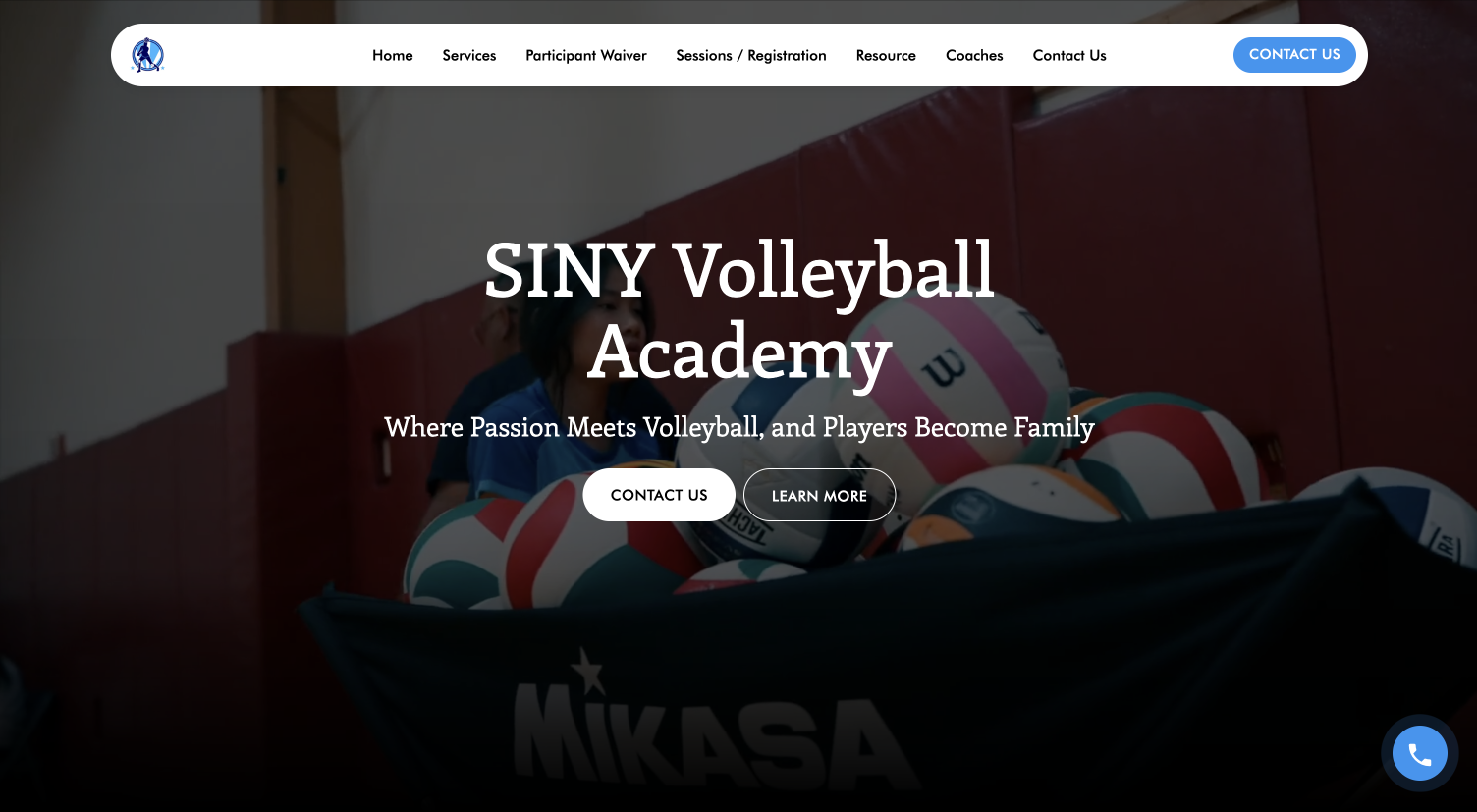 United Of Web Portfolio projet name SINY Volleyball Academy